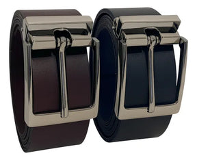 Kit 2 Cintos Masculino Kartmen Casual Dupla Face Fivela Ajustável Metal Cor Preto